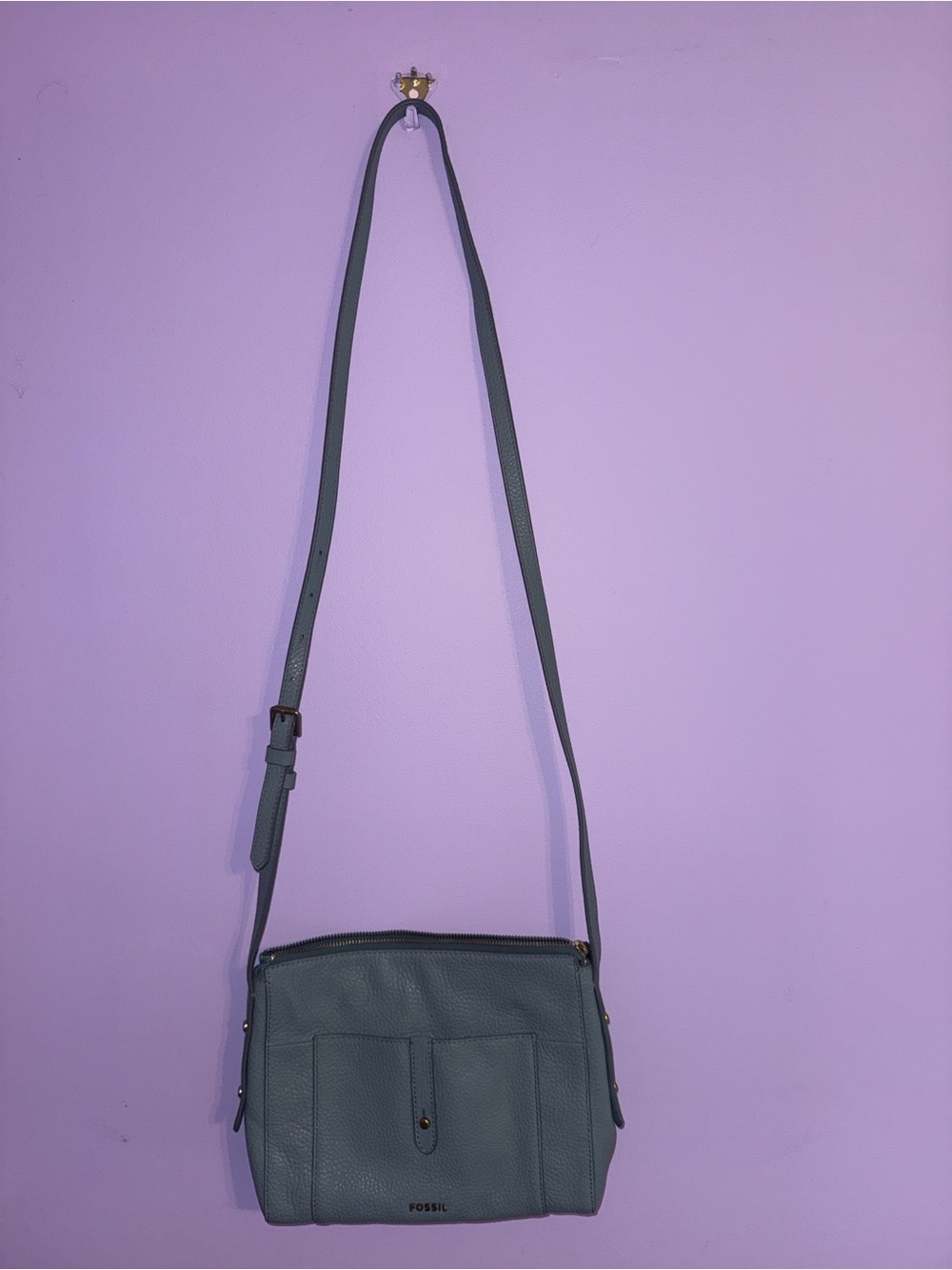 Fossil Slate Gray Pebble Leather Crossbody Bag